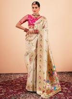 Paithani Silk Beige Festival Wear Weaving Saree